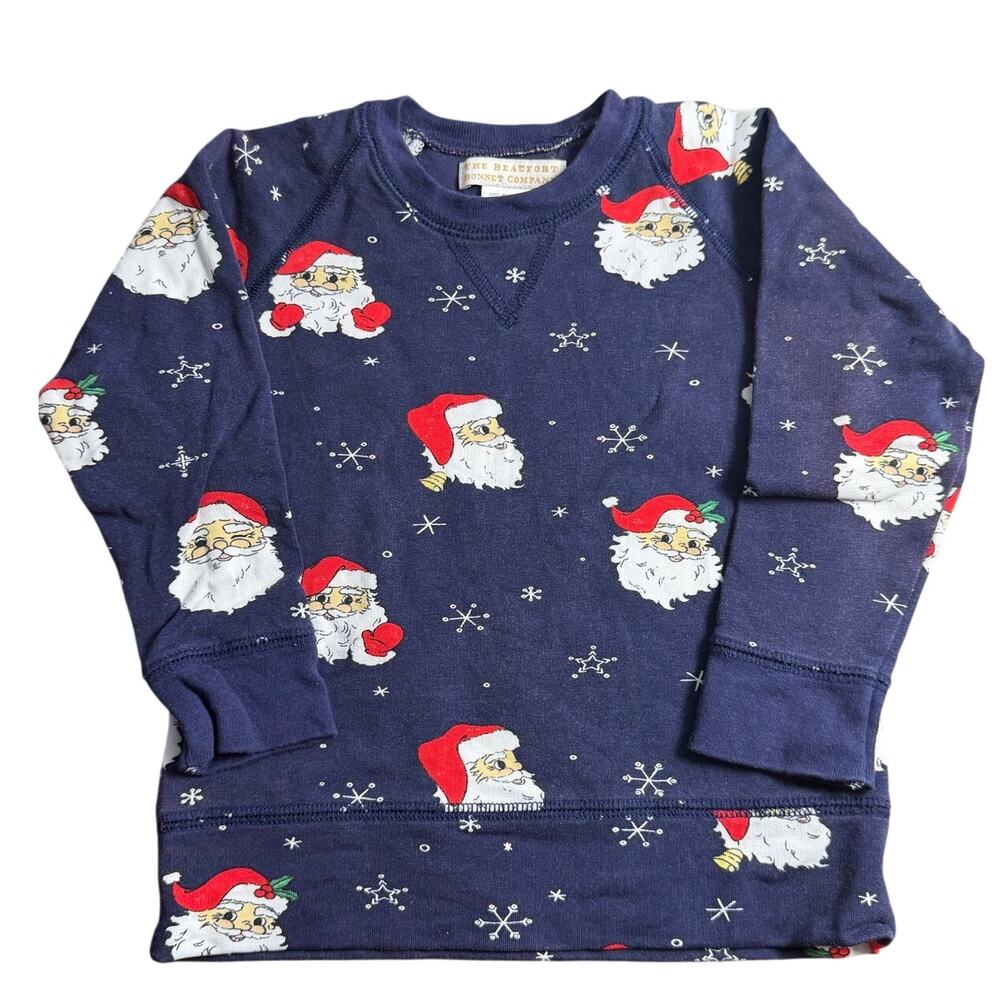 The Beaufort Bonnet Company Cassidy Crewneck Santa print size 2T